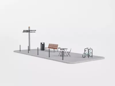 Prague street furniture collection 3D model