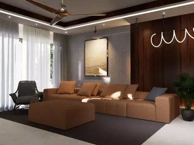 living room Low-poly 3D model