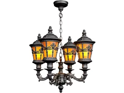 Streetlight Outdoor Hanging pendant lamp chandelier lantern lamp 3D model