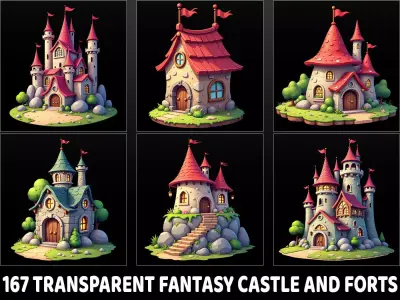 167 Transparent Fantasy Castles and Forts Texture