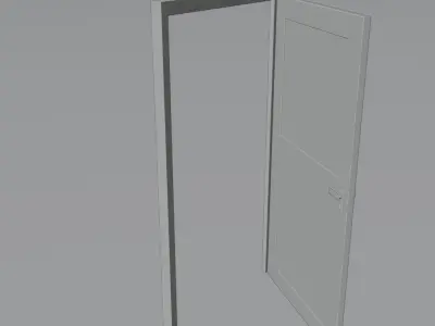 Wooden Door with frame hinges and lock Free low-poly 3D model