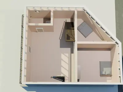 Modern Corner Residence House with Rooftop Access 3D model
