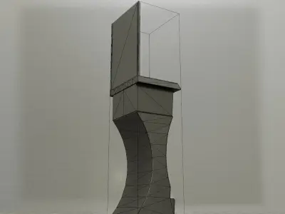 Public Metal Sci-Fi Sink - 40 - with Mirror Low-poly 3D model