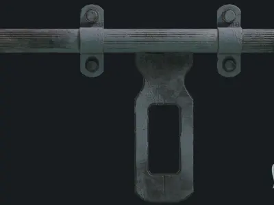 Old padlock door Low-poly 3D model