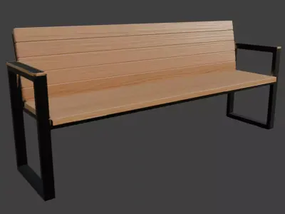 Wooden Park Bench 3D Model 3D model
