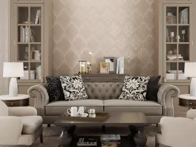 Champagne Damask Medallion Wallpaper  Texture