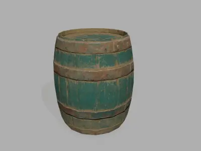 Wooden Barrel Low-poly 3D model