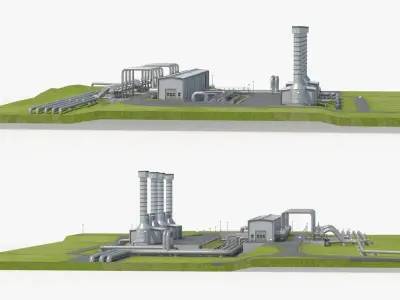  Geothermal Power Plant 3D Model 
