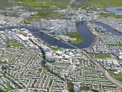Brisbane Australia 50x50km 3D City Map 3D model