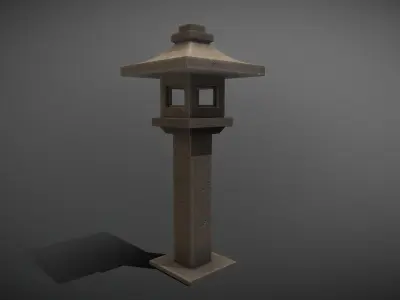 12 Stone Lanterns Low-poly 3D model