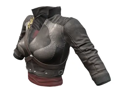 Combat Leather Jacke and Top Low-poly 3D model
