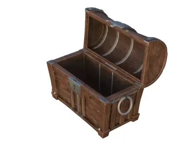 Stylized Wooden Chest PBR Low-poly 3D model