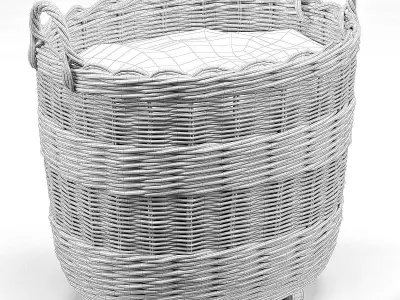 Borocay Wicker Floor Basket and Blossom Hand Woven Basket 3D model