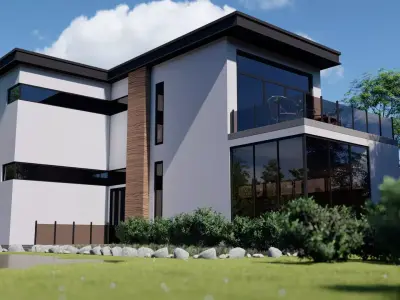One-Story Residential Building 3D model