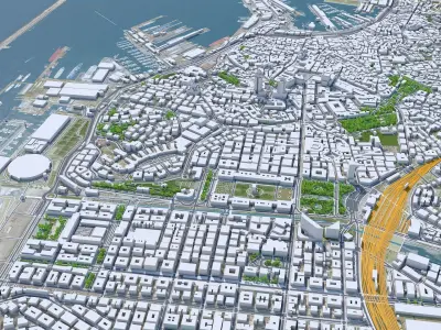 Genoa Downtown Italy  Low-poly 3D model
