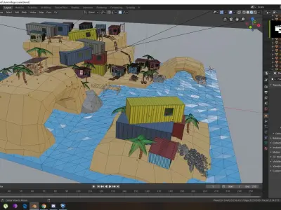 Beach slum Low-poly 3D model