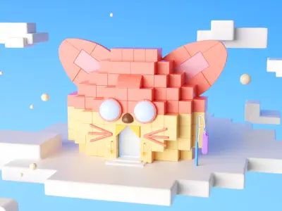 cartoon cat house 3D model