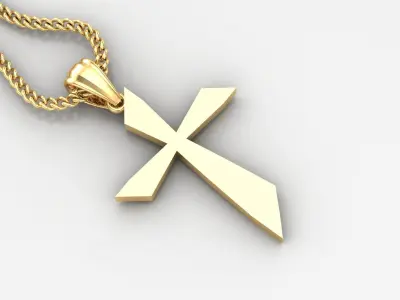 Light Gold 18K Cross Pendant 1CP090 3D print model buy