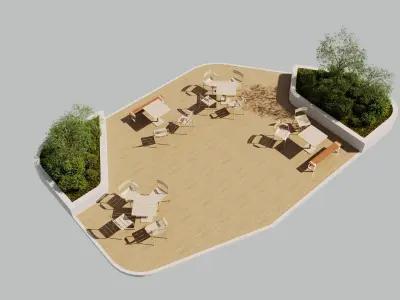 outdoor street plaza 3D model buy
