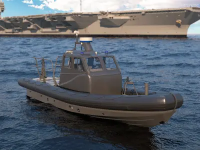  Rigid Inflatable Boat with Navigation Lights Black Rigged 