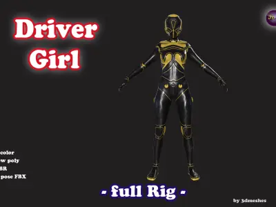 Driver Girl - PBR Low-poly 3D model