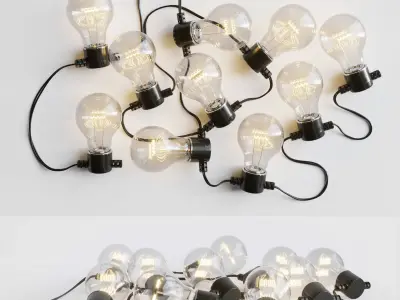 Garland and Bulb String 3D model 1 3D model