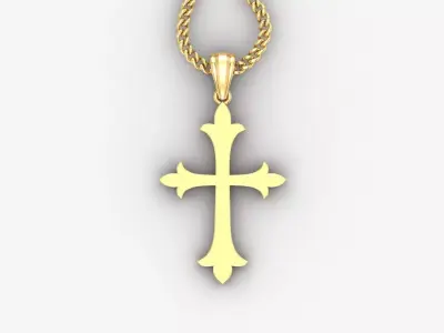 Light Gold 18K Cross Pendant 1CP049 3D print model