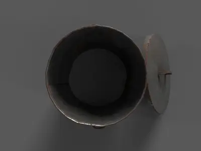 low poly trash can Low-poly 3D model