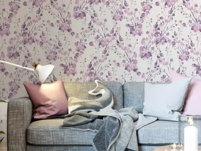 Lavender Watercolor Vines Wallpaper  Texture