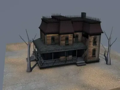 Low Poly Haunted House  Low-poly 3D model