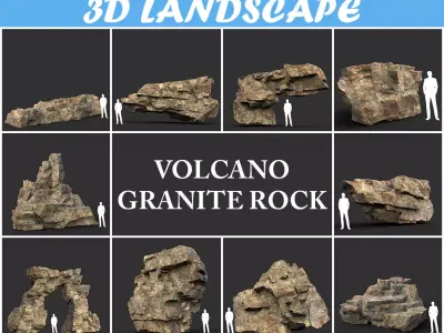 Low poly Granite Cliff Rock Pack 191230 Low-poly 3D model
