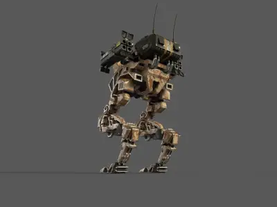 Mech Walking tank - low-poly game-ready 3D model Low-poly 3D model