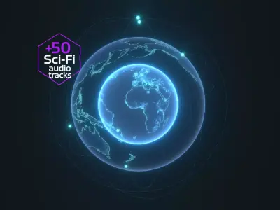 Animated Hologram Planet Earth No 7 With 50 Sci-Fi Music Tracks Low-poly 3D model