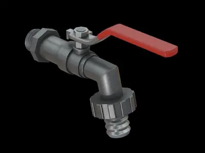 Valve Tap red Low-poly 3D model