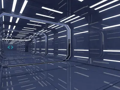 Sci fi Corridor Low-poly 3D model