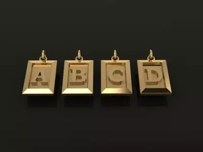 Antique Vintage Style Box Rectangle Letter Frame Pendant STYLE 8 3D print model