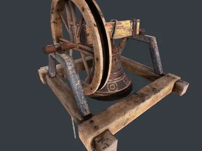 Old Church Bell animated Low-poly 3D model