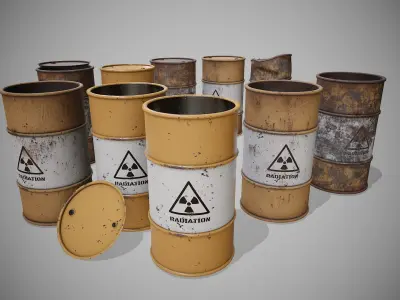Barrels radiation set Low-poly 3D model