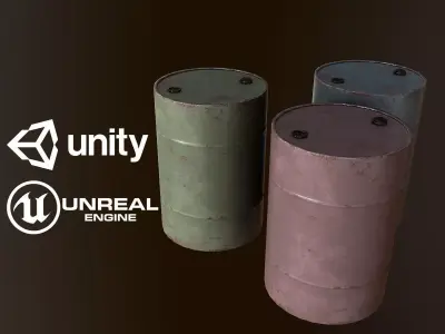 Metal Barrel - PBR Game Ready Low-poly 3D model
