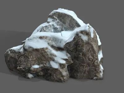 Snowy Rock Stair Low-poly 3D model