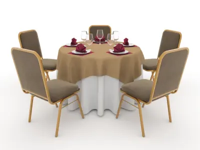 Collection Banquet Table and Chair 03 3D Model Pack