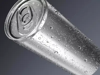 High Quality 250ml Drink Can with Droplets and Drips 3D model