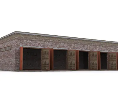 Garage brick building Low-poly 3D model