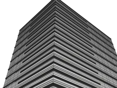 minimalist  modern building facade sketchup model 3D model