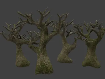 Low poly pbr spooky trees Low-poly 3D model