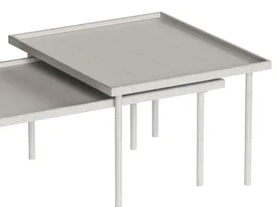 Oak Coffee Table Decoration Set 3D model