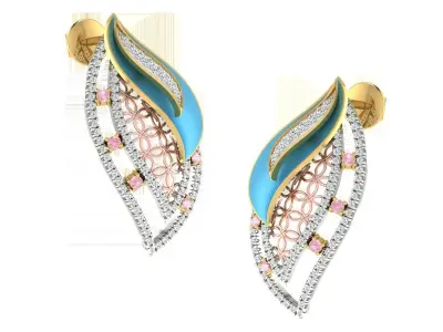 Women Pendant Earring Sets 3dm STL OBJ FBX Renders Details 3D print model 2