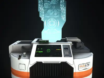 Sci-Fi Consolo Computer Base 8 Low-poly 3D model