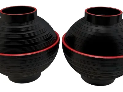 Black Classic Traditional Lidded Japanese Miso Soup Bowl 3D model