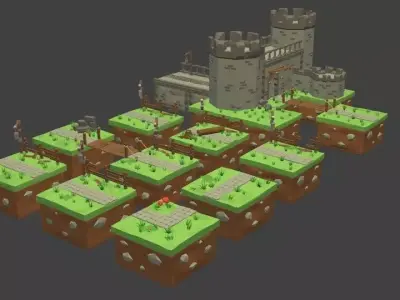 Isometric combined Nature Full Pack Low-poly 3D model